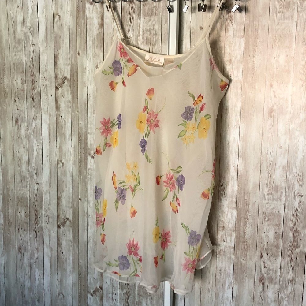 Delicates Sheer Floral Babydoll Top